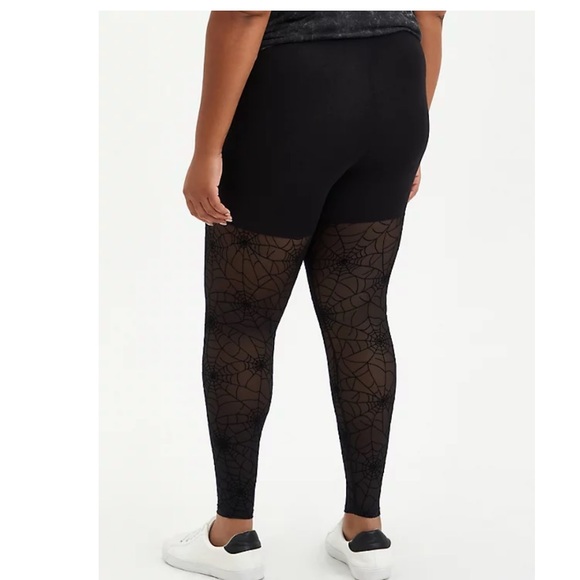 TORRID NWT PREMIUM LEGGING - FLOCKED MESH WEB BLACK - Halloween - Picture 5 of 7